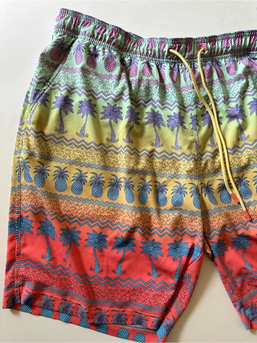 Caribbean Pineapple palm Tree Tropical Swim Trunks